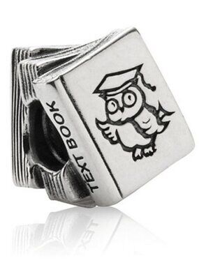 Pandora Retired Sterling Silver Education Study Books Bead with Owl - 790536